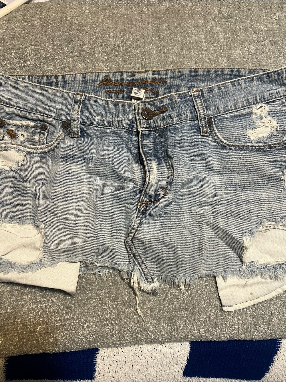 Abercrombie & Fitch Light Blue Distressed Denim Mini Skirt
